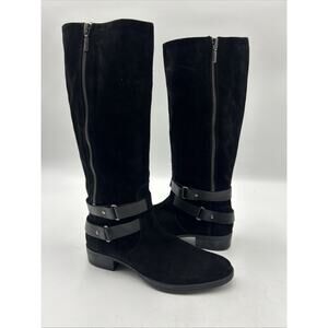 GEOX Suede Leather Knee High Ridding Boots Black EU Size 39.5 US Size 9.5 CLEAN